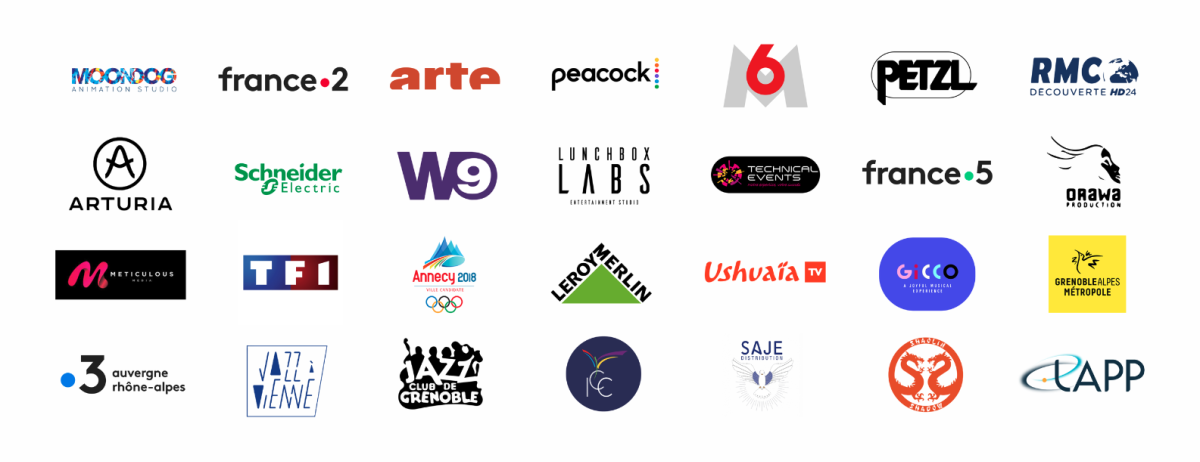Partenaires projets Soundlab Studios Entreprises partenaires travail ensemble projets Soundlab Studios Moondog Animation France Tv Peacock M6 Arturia Technical Events Orawa Production