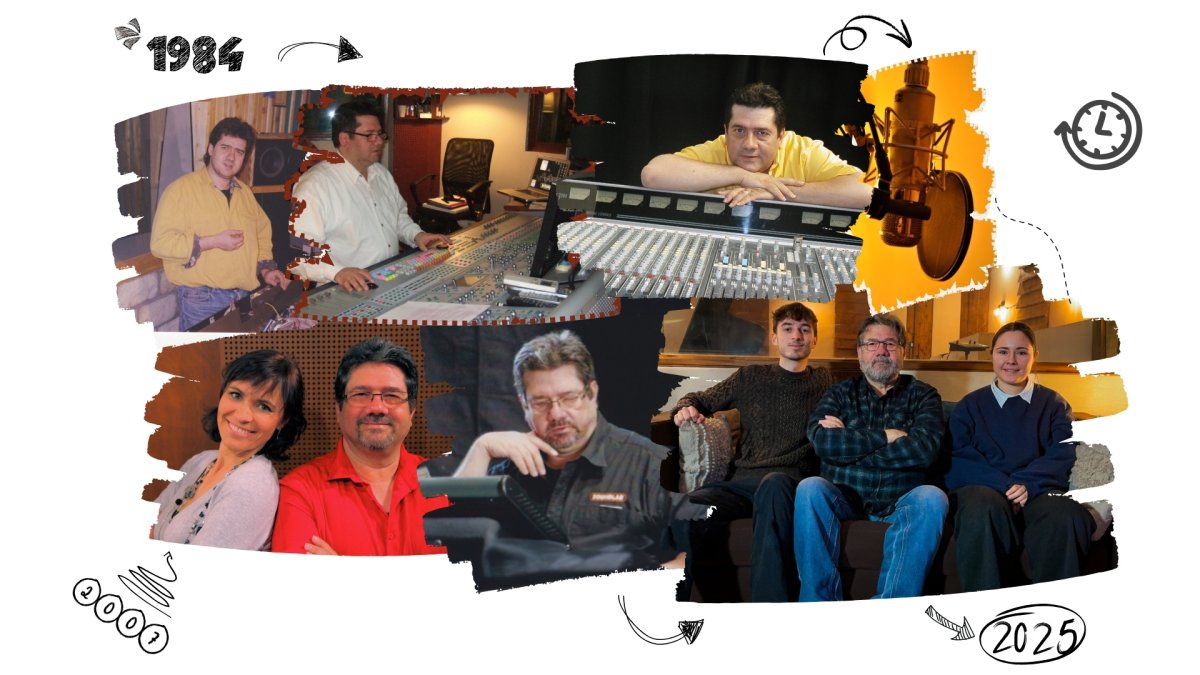 Histoire de Soundlab Studios Frise chronologique avec images d'archives de l’histoire de Soundlab Studio et de l'ingénieur du son Jean-Paul Pellegrinelli